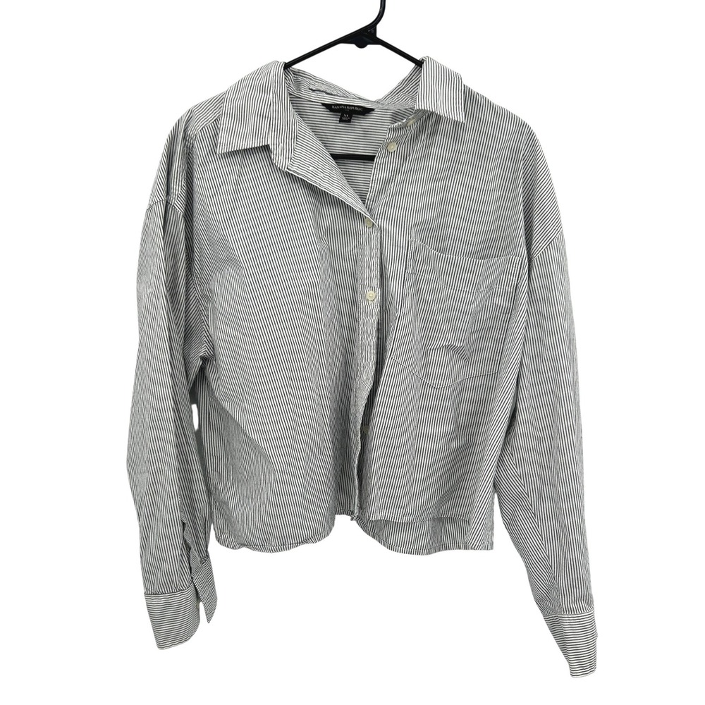 Banana‎ Republic Striped Cropped Boxy Button Down Shirt XL Cotton Preppy Minimal